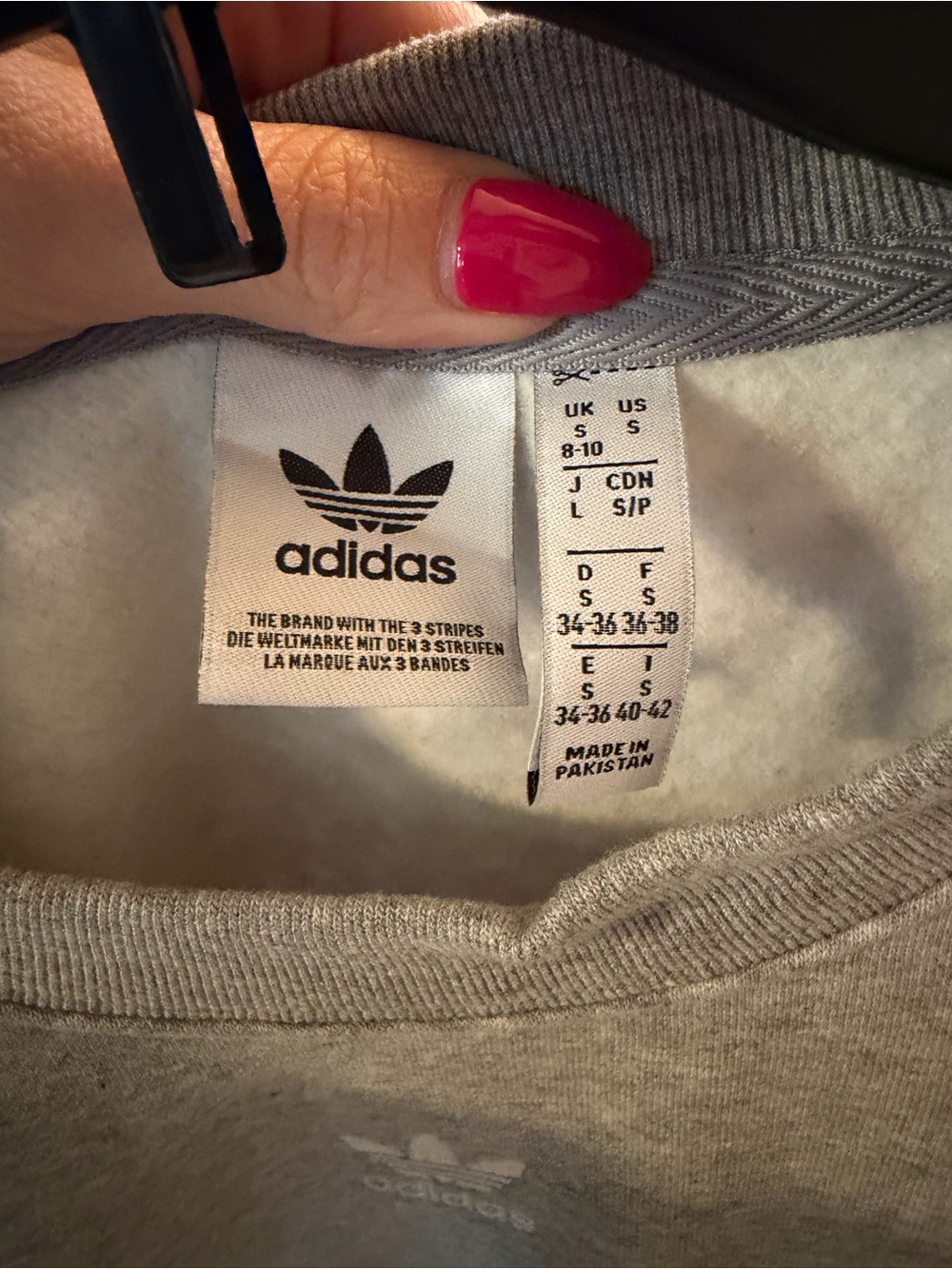 Adidas Originals Gray Cropped Crewneck Sweatshirt Size Small - Picture 3 of 4